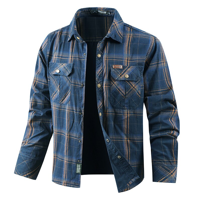 Flannel Shirt Lined - Jesienna i wiosenna moda Koszula męska